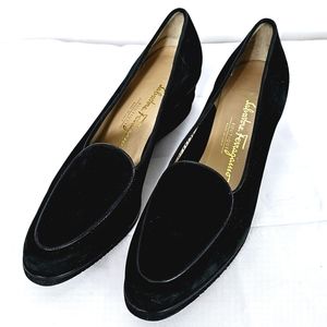 Salvatore Ferragamo Black Suede Leather Women's Wedges Shoes